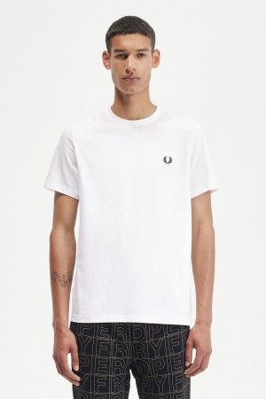 Fred Perry Laurel Wreath Graphic Men's T-Shirt White | OENAP2630