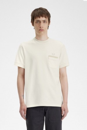 Fred Perry Loopback Jersey Pocket Men's T-Shirt Beige | SBZQG6372