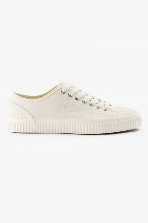 Fred Perry Low Hughes Men's Plimsolls Ivory Light Beige | WUKOH7201