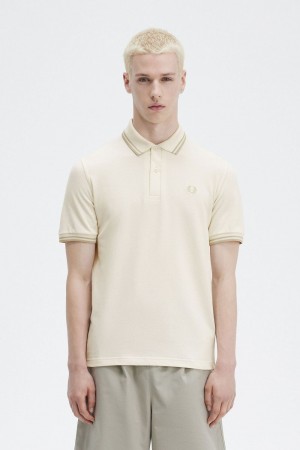 Fred Perry M12 Men's Shirt Beige Oatmeal Oatmeal | TGUOK2197