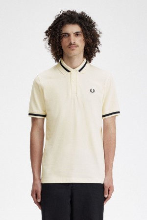 Fred Perry M2 Men's Shirt Beige Black | KDHQP1743