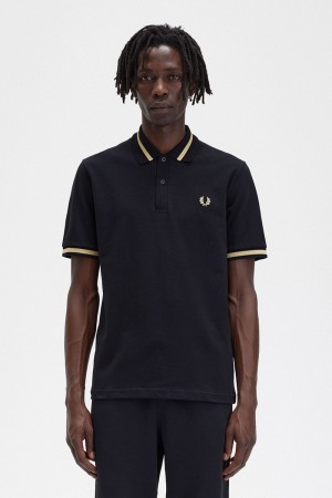 Fred Perry M2 Men's Shirt Black Champagne | FCIOB6079