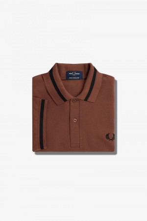 Fred Perry M2 Men's Shirt Whisky Brown Black | XFVUY6892