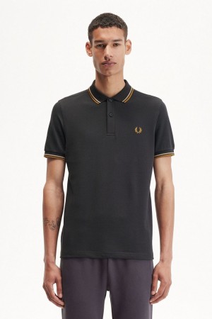 Fred Perry M3600 Men's Shirt Anchor Grey Green Dark Coffee | OGJYD9841