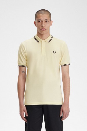 Fred Perry M3600 Men's Shirt Aqua Cream French Navy | NRLYP3142