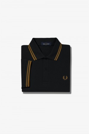 Fred Perry M3600 Men's Shirt Black Brown | ZHTQX9574