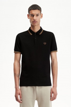 Fred Perry M3600 Men's Shirt Black Green Brown | ZNMUV7054