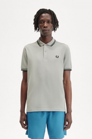 Fred Perry M3600 Men's Shirt Grey Black | WVSMA9216