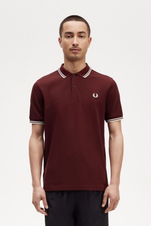 Fred Perry M3600 Men's Shirt Oxblood Beige | VOLPD9381