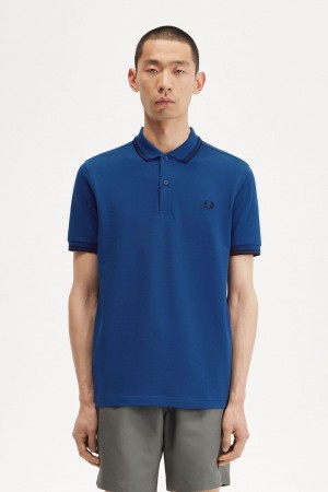 Fred Perry M3600 Men's Shirt Shaded Cobalt Navy Navy | ORVAQ2497