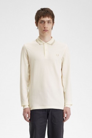 Fred Perry M3636 Men's Shirt Beige Oatmeal Oatmeal | UWNBQ6734