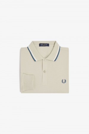 Fred Perry M3636 Men's Shirt Light Mint Snow White Petrol Blue | PGOAZ8016