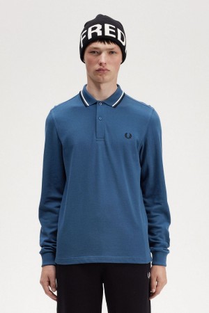 Fred Perry M3636 Men's Shirt Midnight Blue Snow White Black | JSWCR2531