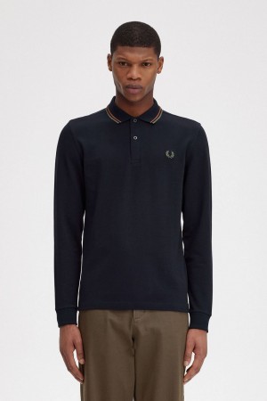 Fred Perry M3636 Men's Shirt Navy Brown Field Green | ABXDC3986