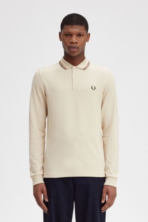 Fred Perry M3636 Men's Shirt Oatmeal Brown Field Green | LYENF5428