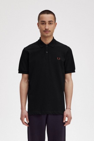 Fred Perry M3 Men's Shirt Black Whisky Brown | TOJDG3027