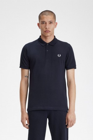 Fred Perry M3 Men's Shirt Navy Aqua | ZBVHQ2435