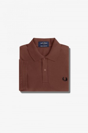 Fred Perry M3 Men's Shirt Whisky Brown Black | EUCAN1628