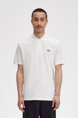 Fred Perry M3 Men's Shirt White Navy | UKVGN0648