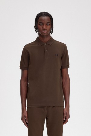 Fred Perry M6000 Men's Shirt Burnt Tobacco Black | AXCJV7965