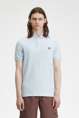 Fred Perry M6000 Men's Shirt Light Aqua Midnight Blue | OWXLT3682