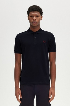 Fred Perry M6000 Men's Shirt Navy Burnt Red | RZSQW2135