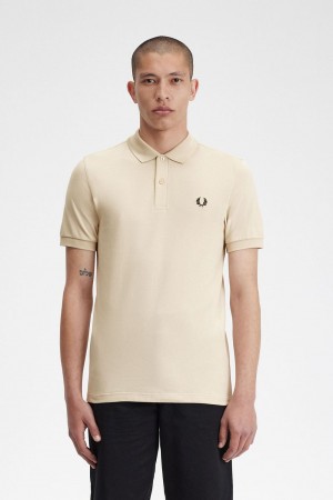 Fred Perry M6000 Men's Shirt Oatmeal Black | YGPEL1324