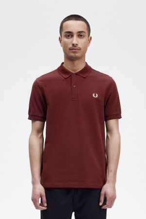 Fred Perry M6000 Men's Shirt Oxblood Beige | NASLZ3109