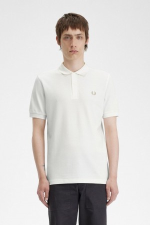 Fred Perry M6000 Men's Shirt Snow White Green | OHDGX3091