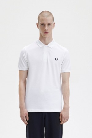 Fred Perry M6000 Men's Shirt White Navy | UICRY1572