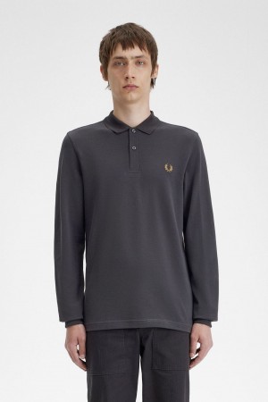 Fred Perry M6006 Men's Shirt Anchor Grey Dark Coffee | GCODA1520