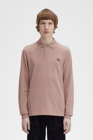 Fred Perry M6006 Men's Shirt Dark Pink Burnt Tobacco | HXGCF7439