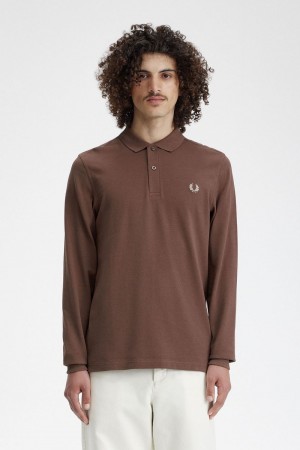 Fred Perry M6006 Men's Shirt Dark Red Warm Grey | KCSHW3187