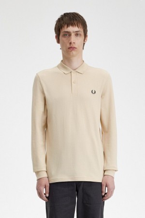 Fred Perry M6006 Men's Shirt Oatmeal Black | YSVTD2569