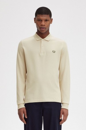 Fred Perry M6006 Men's Shirt Oatmeal Field Green | XSNVF4139