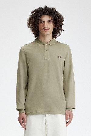 Fred Perry M6006 Men's Shirt Warm Grey Dark Red | FXZLB5849