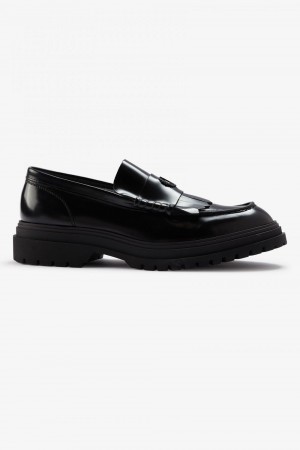 Fred Perry Men's Loafers Black | YUGZB8527