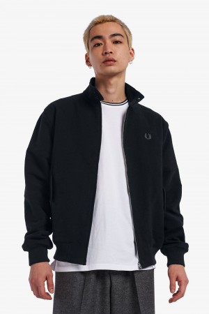 Fred Perry Moleskin Harrington Men's Jackets Black | TDMKL3285