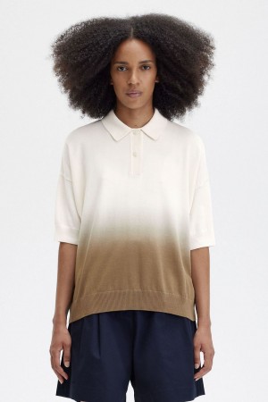 Fred Perry Ombre Knitted Women's Shirt Silky Peach | MXQHD5279