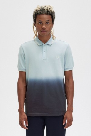 Fred Perry Ombre Men's Shirt Light Aqua | DOBHR6518