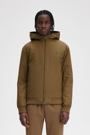 Fred Perry Padded Hooded Brentham Men's Jackets Brown | LRJGA2139