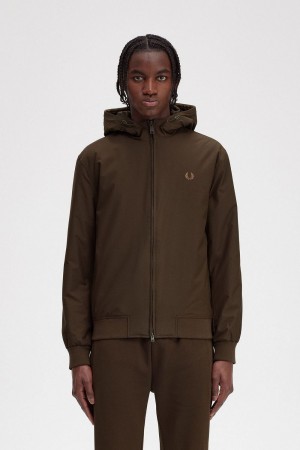 Fred Perry Padded Hooded Brentham Men's Jackets Burnt Tobacco | RLZFI3789