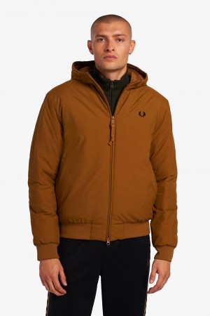 Fred Perry Padded Hooded Brentham Men's Jackets Dark Coffee | MJPNT9675