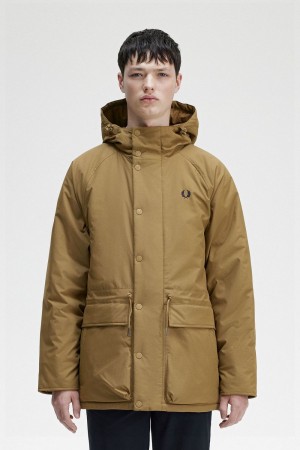 Fred Perry Padded Zip Through Men's Jackets Brown | ZXTHJ9012