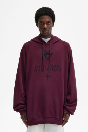 Fred Perry Printed Hooded Men's Sweatshirts Navy | YRQLA3812