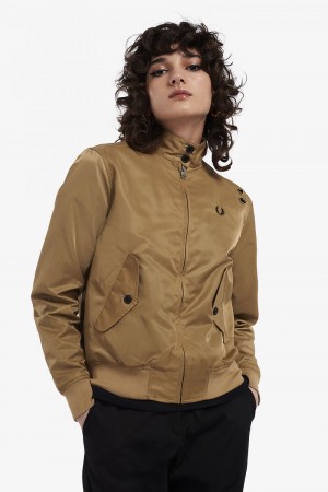 Fred Perry Printed Lining Zip-Through Women's Jackets Green | VLNFH6042