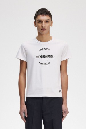 Fred Perry Printed Slim-Fit Men's T-Shirt White | KSQRT4107