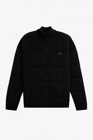 Fred Perry Quilted Knitted Men's Jackets Black | XCZSP6021