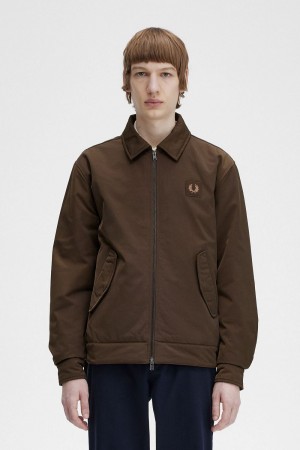 Fred Perry Quilted Zip Through Men's Jackets Burnt Tobacco | VXFWZ0147