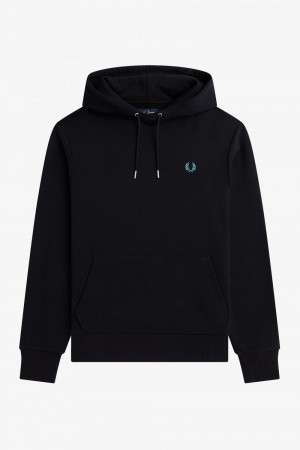 Fred Perry Rave Graphic Hooded Men's Sweatshirts Black | QIJOY1745